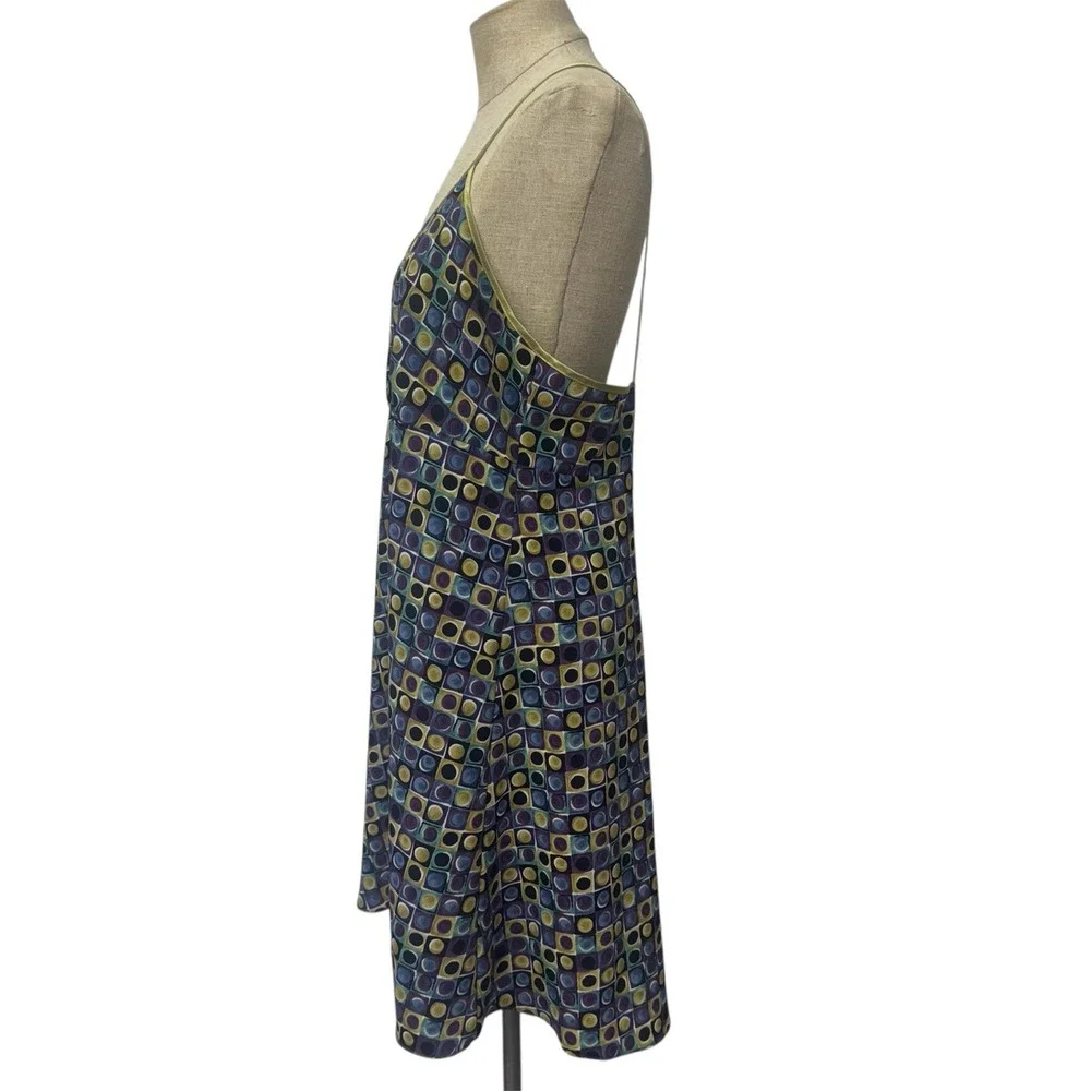 Y2K Women L‎ Babydoll Slip Dress Colorful Satin Nightgown Geometric Whimsigoth